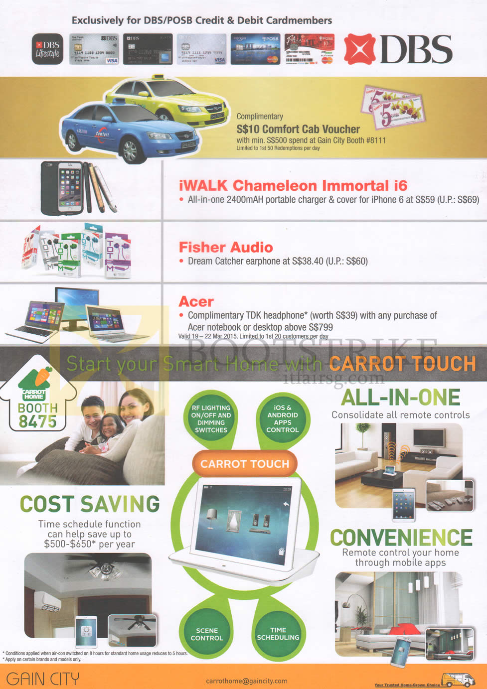 IT SHOW 2015 price list image brochure of Gain City Carrot Touch, DBS, POSB Cardmember Rewards