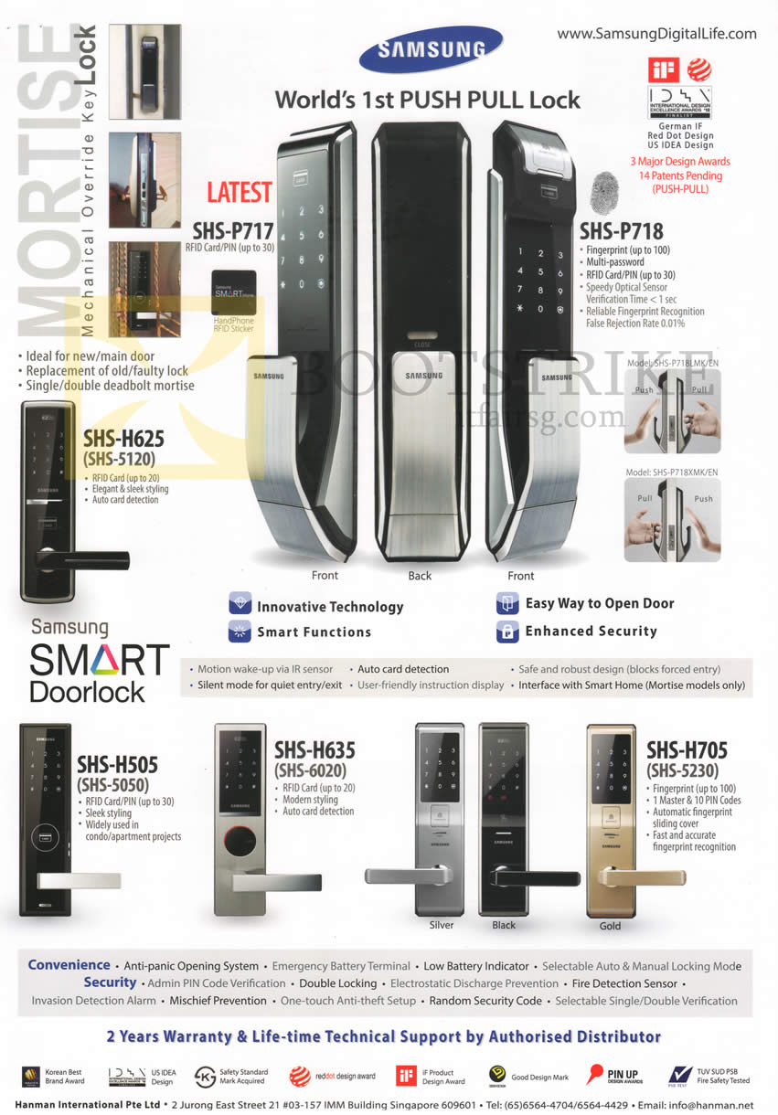 IT SHOW 2015 price list image brochure of Hanman Door Locks SHS-P717, P718, H625, H505, H635, H705