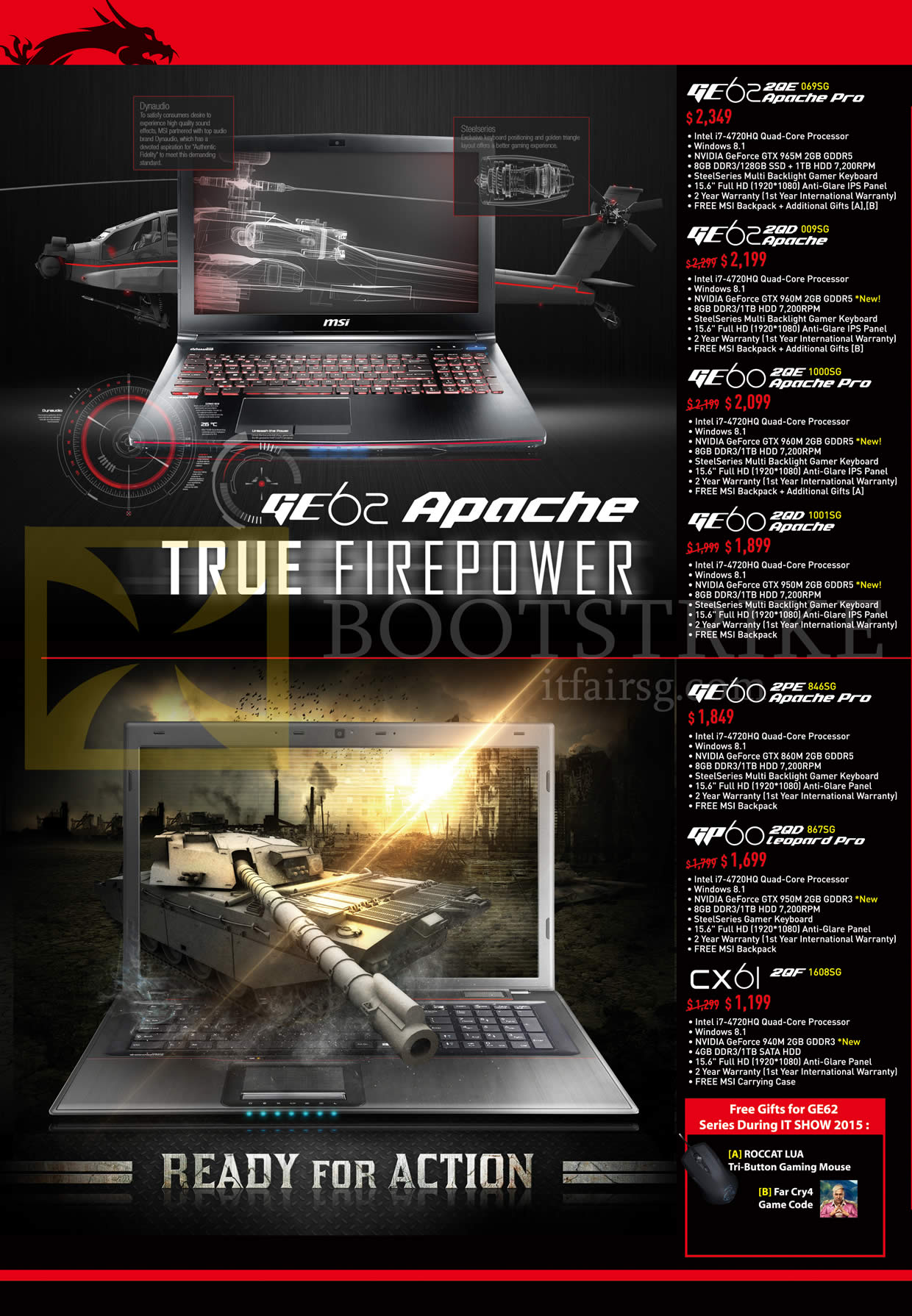 IT SHOW 2015 price list image brochure of MSI Notebooks GE62 2QE Apache Pro, 2QD Apache, GE60 2QE Apache Pro, 2QD Apache, GE60 2PE Apache Pro, GP60 2QD Leopard Pro, CX61 2QF