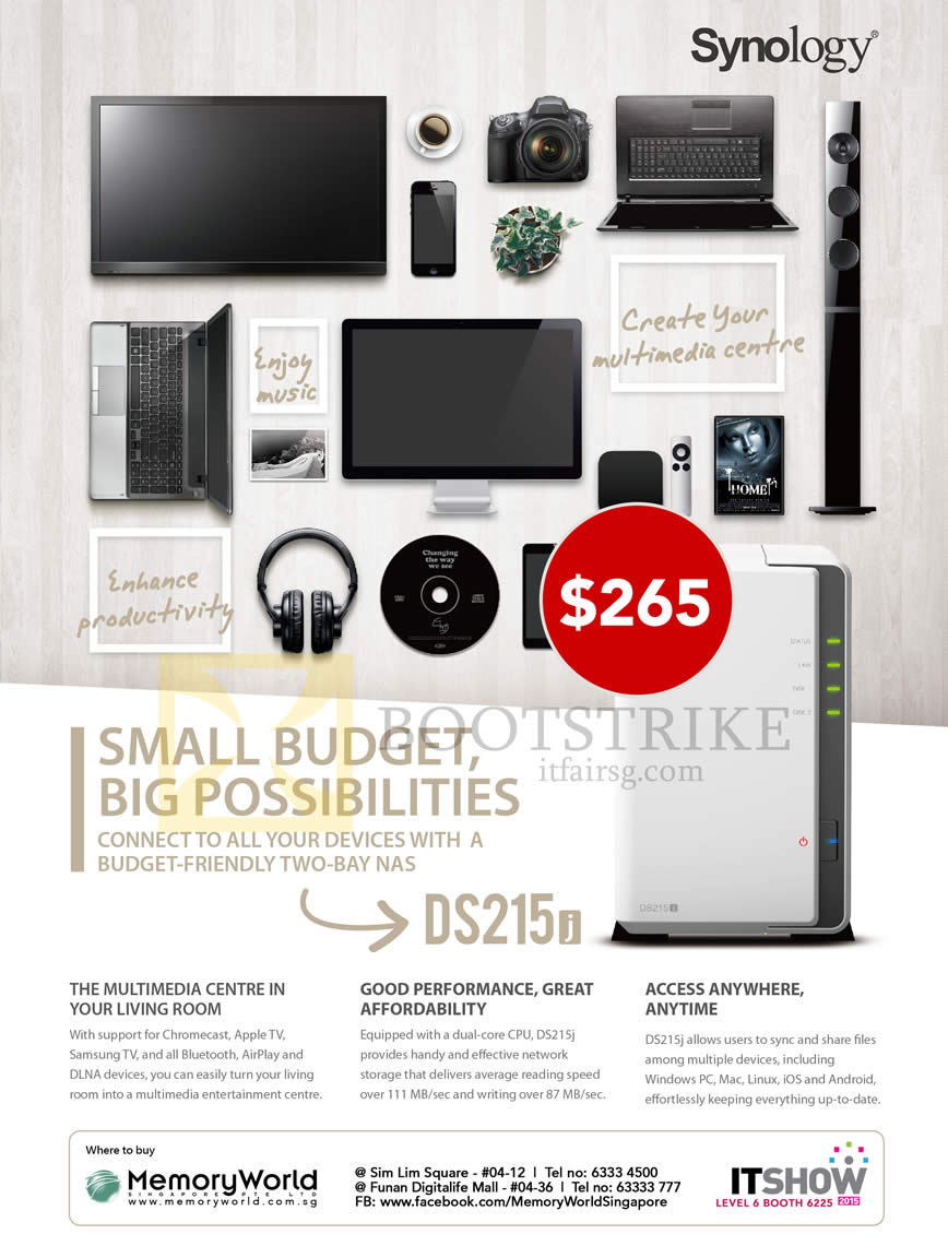 IT SHOW 2015 price list image brochure of Memory World NAS Synology DiskStation DS215j