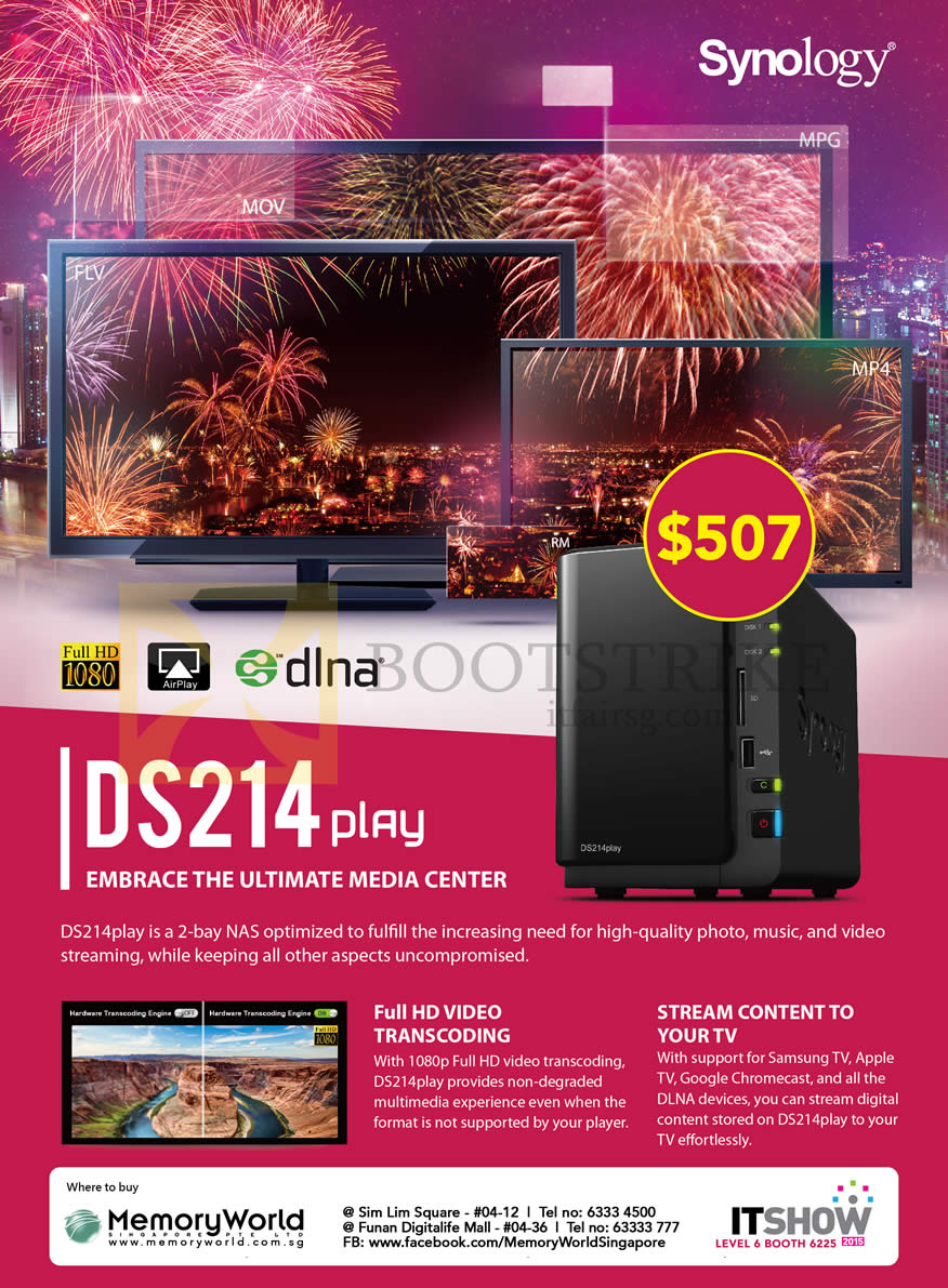 IT SHOW 2015 price list image brochure of Memory World Synology NAS DS214play