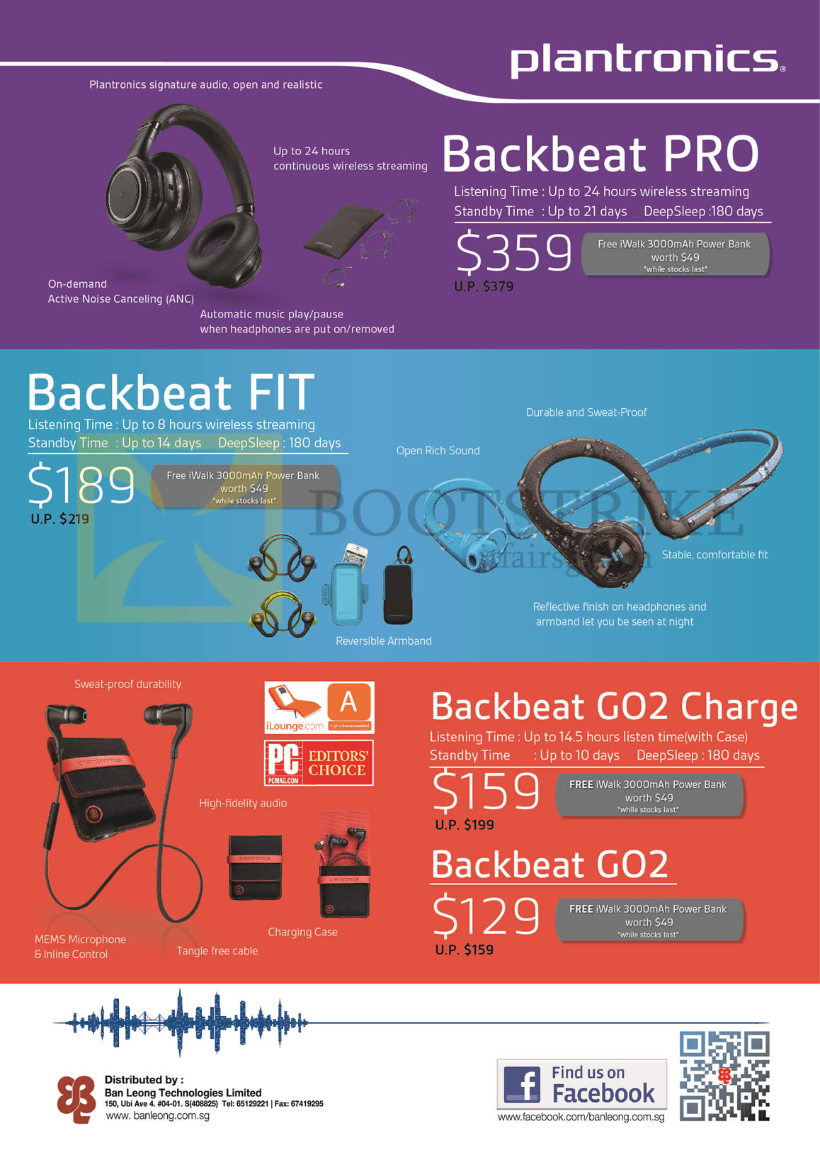 IT SHOW 2015 price list image brochure of Plantronics Bluetooth Headsets Backbeat Pro, Backbeat Fit, Go2 Charge, Go2