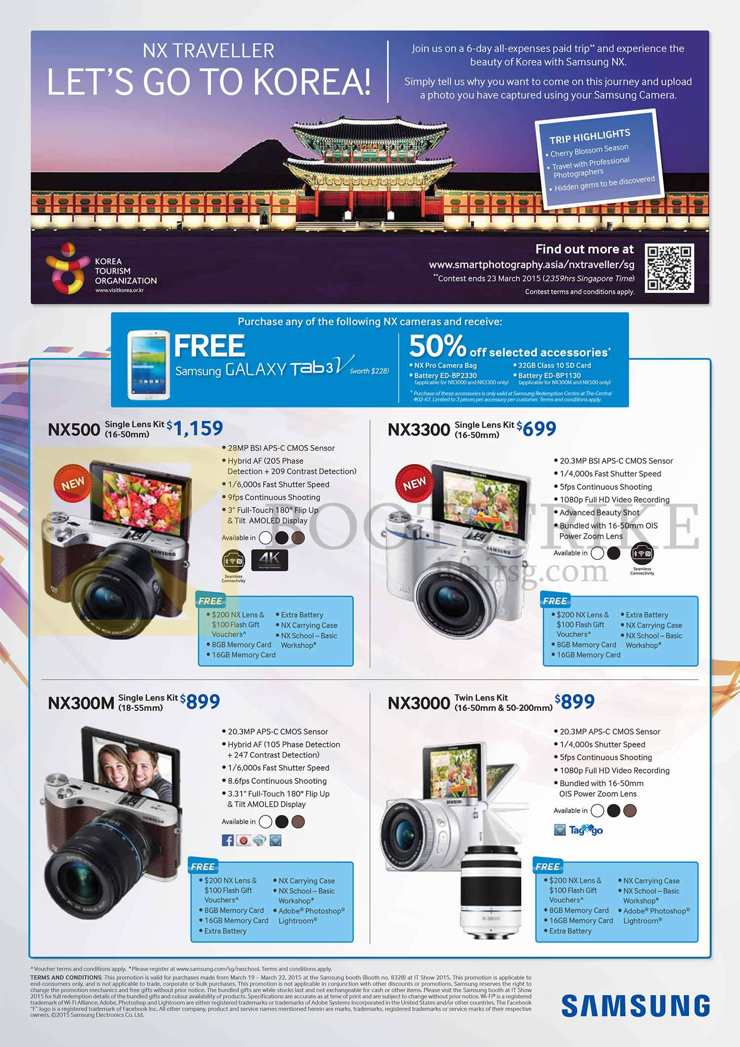 IT SHOW 2015 price list image brochure of Samsung Digital Cameras NX500, NX3300, NX300M, NX3000