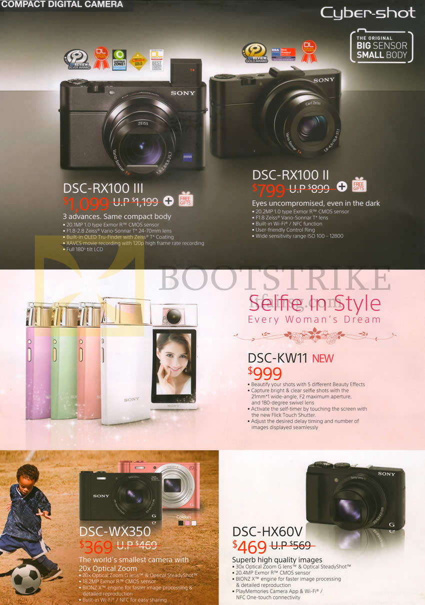 IT SHOW 2015 price list image brochure of Sony Digital Cameras DSC-RX100 III, II, KW11, WX-350, HX60V