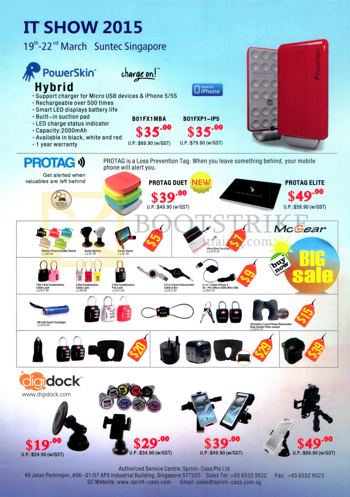 IT SHOW 2015 price list image brochure of Sprint-Cass PowerSkin Power Banks, Protag Accessories, Digidock Docking Stations