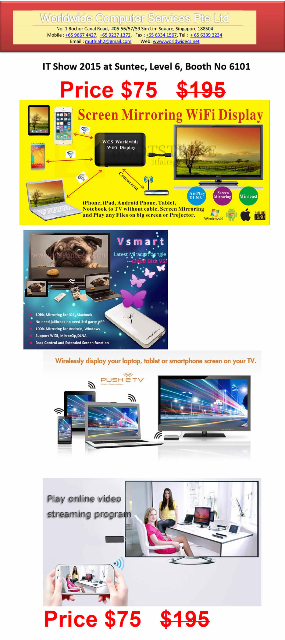 IT SHOW 2015 price list image brochure of Worldwide Computer Services Screen Mirroring Wifi Display