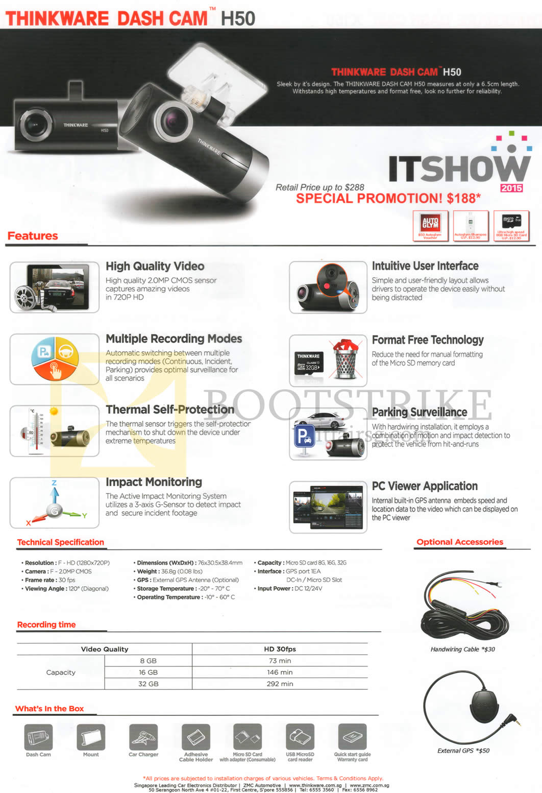 IT SHOW 2015 price list image brochure of ZMC Automotive Thinkware Dash Cam H50