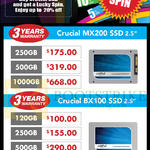 Crucial SSD MX200, BX100, 120GB, 250GB, 500GB, 1TB