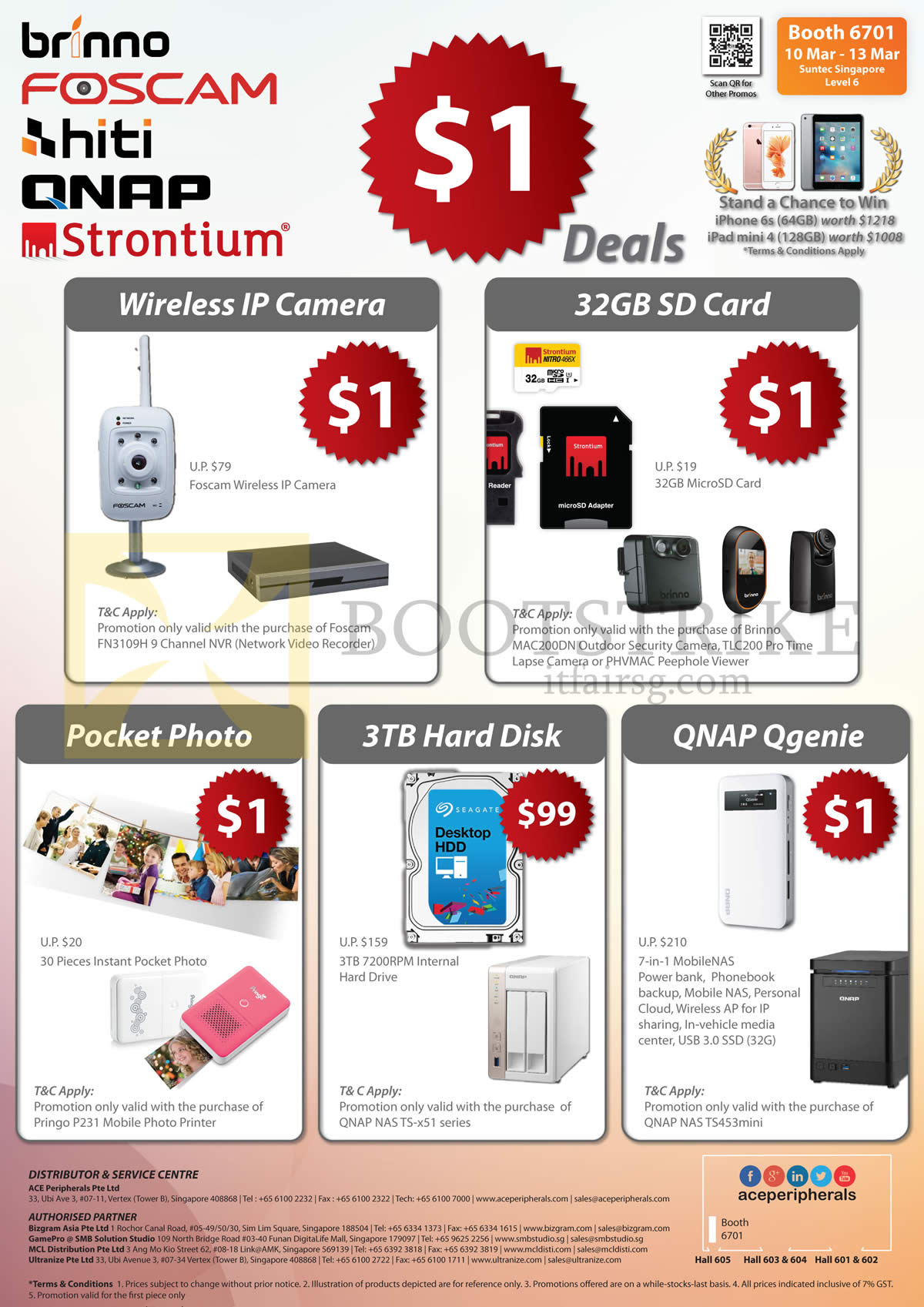 IT SHOW 2016 price list image brochure of Ace Peripherals 1 Dollar Deals Brinno, Foscam, Pringo, QNAP, Strontium, Wireless IP Camera, SD Card, Pocket Photo, Hard Disk