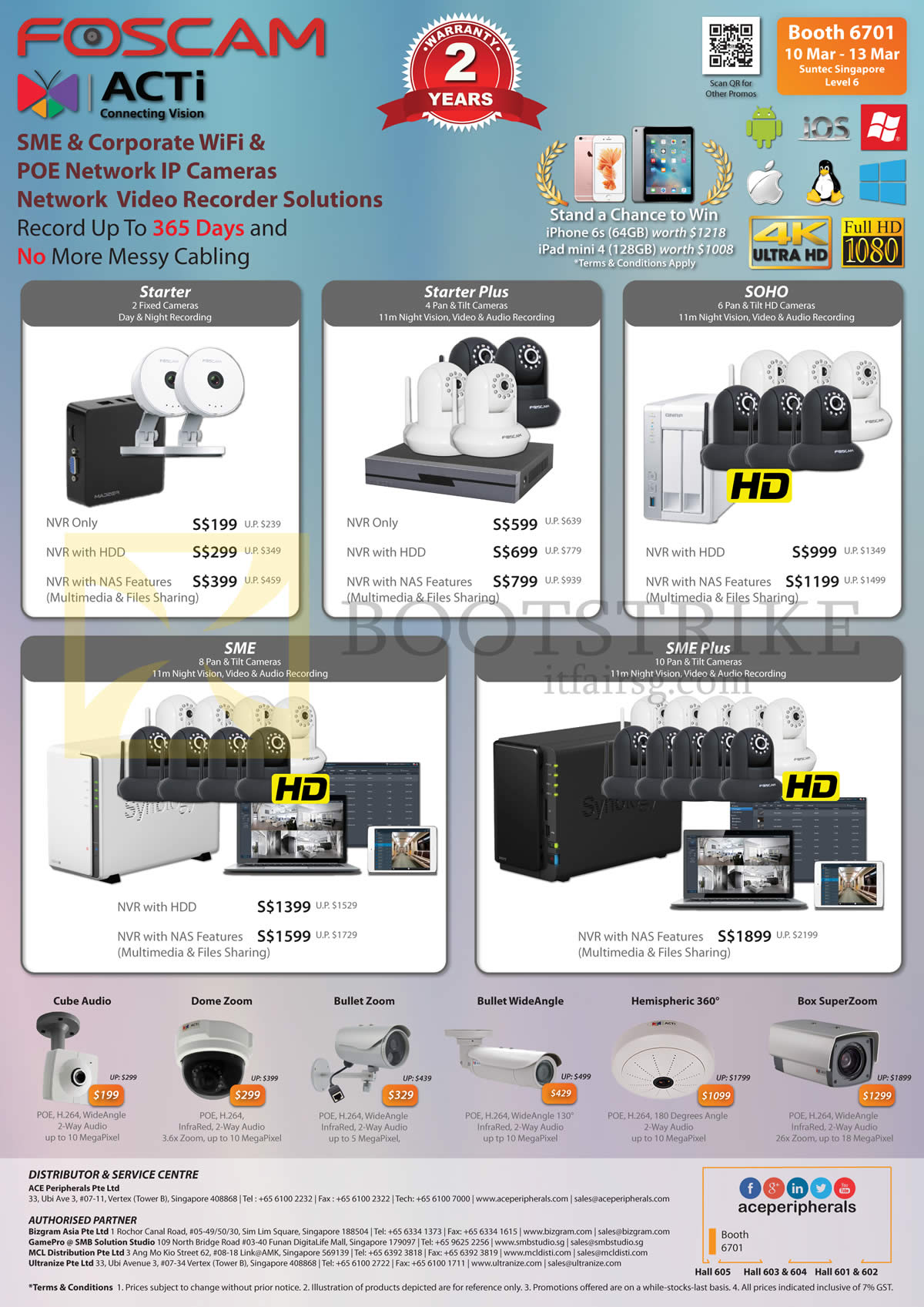 IT SHOW 2016 price list image brochure of Ace Peripherals ACTi Foscam Stand Alone Network IP POE WiFi Cameras Starter, Plus, SOHO, SME, SME Plus