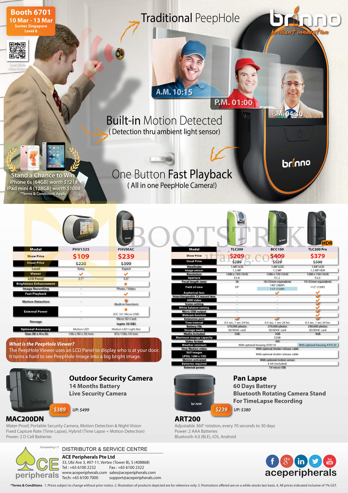 IT SHOW 2016 price list image brochure of Ace Peripherals Brinno Peephole Camera, TLC200, TLC200Pro, BCC100, MAC200DN, PHV1325, PHVMAC