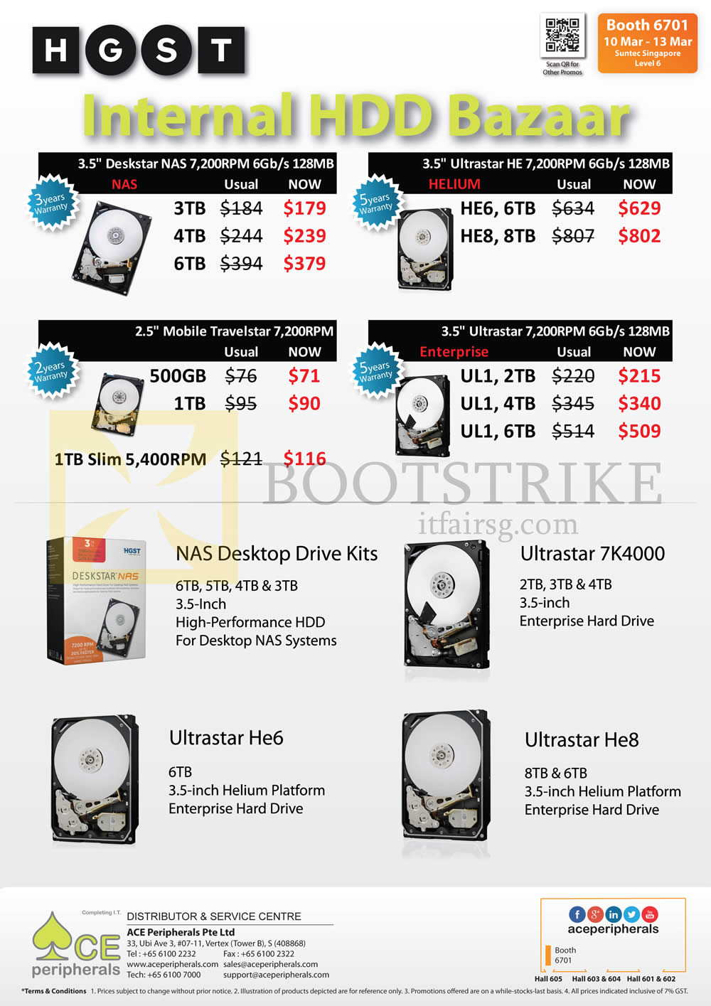 IT SHOW 2016 price list image brochure of Ace Peripherals Internal HDD HGST Deskstar 3TB 4TB 6TB 500GB 1TB, Ultrastar, Mobile Travelstar