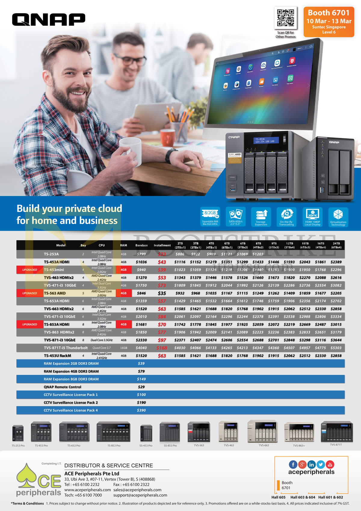 IT SHOW 2016 price list image brochure of Ace Peripherals QNAP NAS TS 253A TS 453mini TVS 463 TS 653PRO TVS 663 TVS 863 TVS 871T