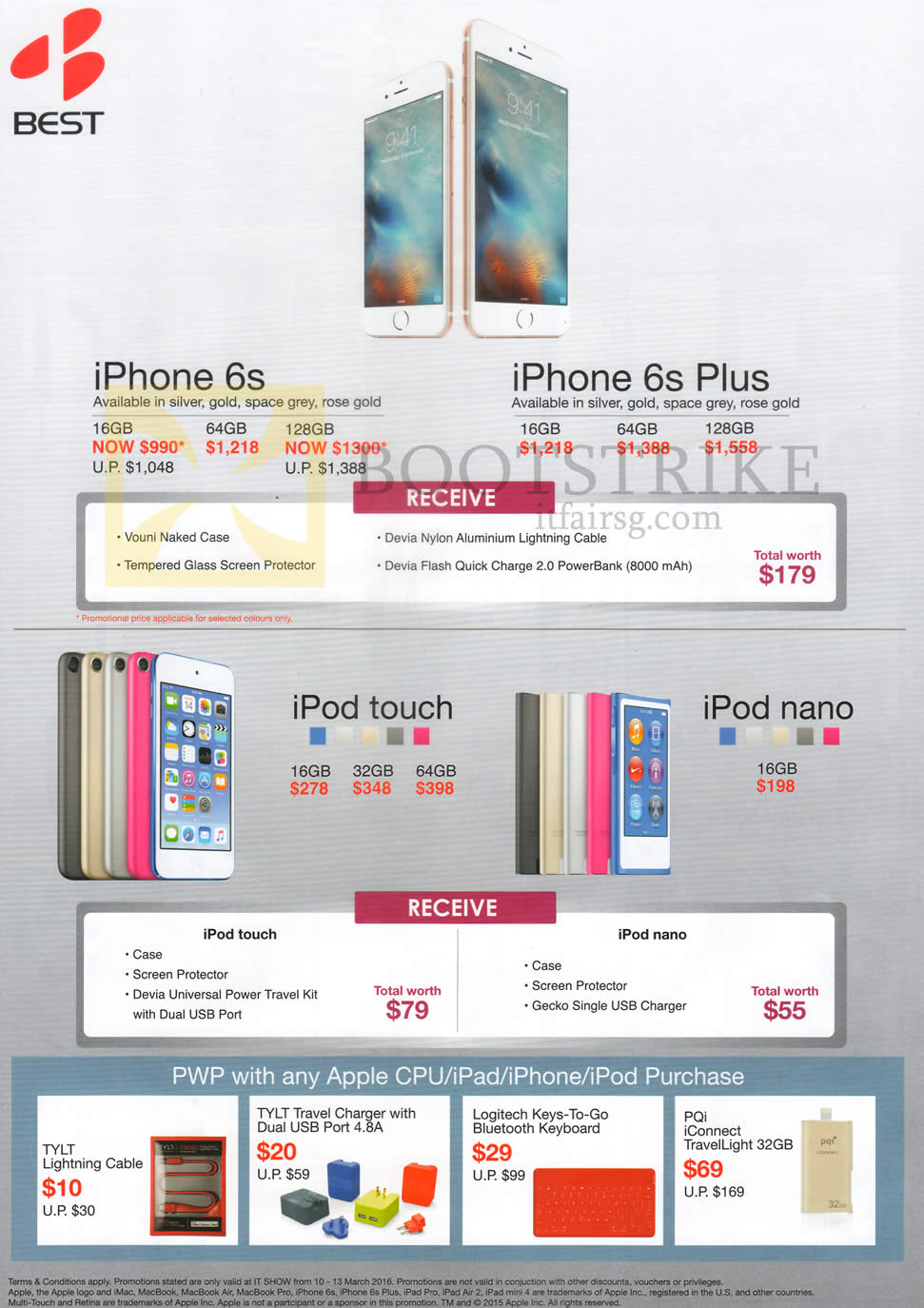 IT SHOW 2016 price list image brochure of Best Denki Apple Mobile Phones IPhone 6s, 6s Plus, Touch, Nano, 16GB, 32GB, 64GB, 128GB