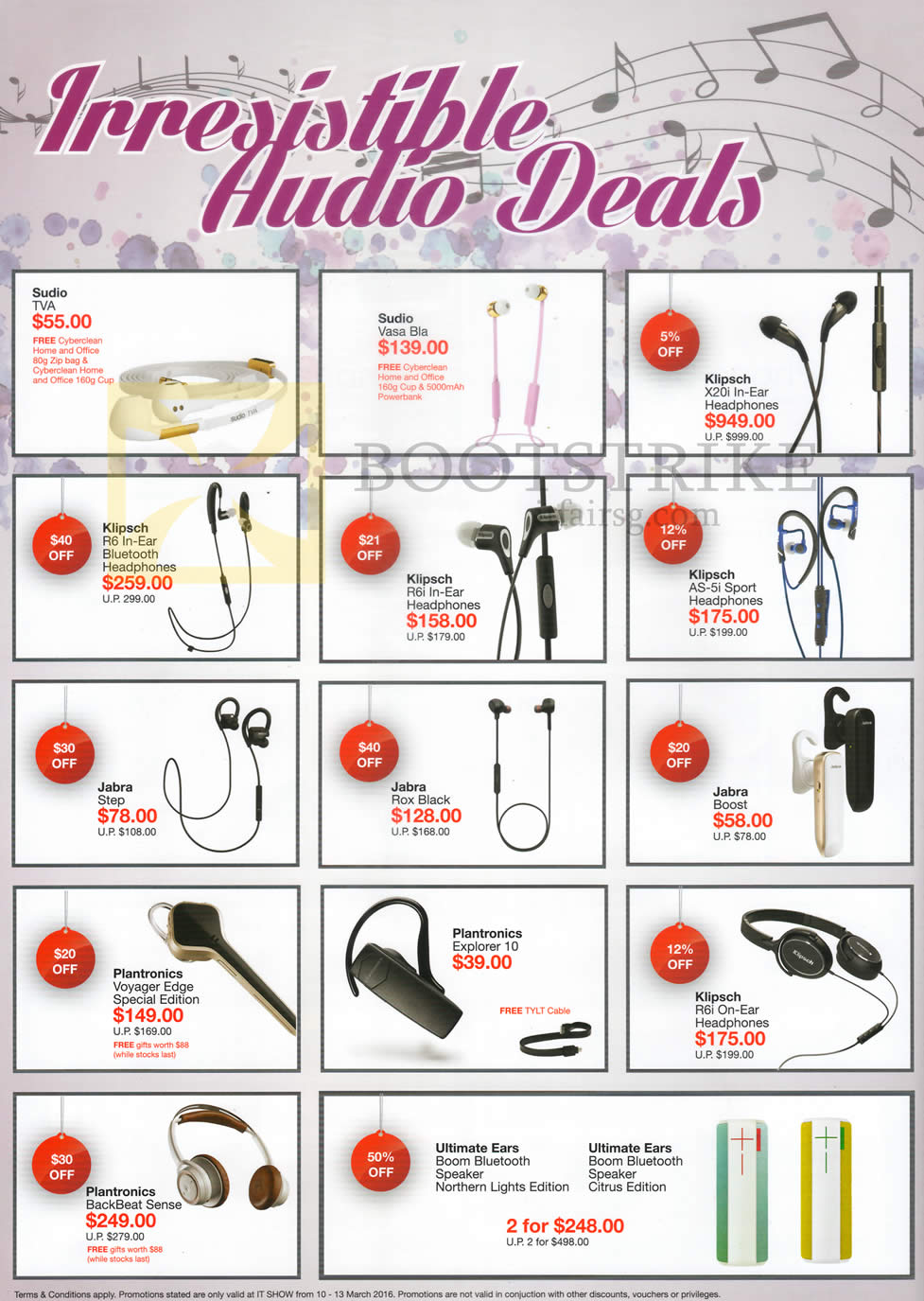 IT SHOW 2016 price list image brochure of Best Denki Audio Earphones, Bluetooth Headsets, Headphones, Studio TVA, Klipsch, Jabra, Plantronics, Ultimate Ears