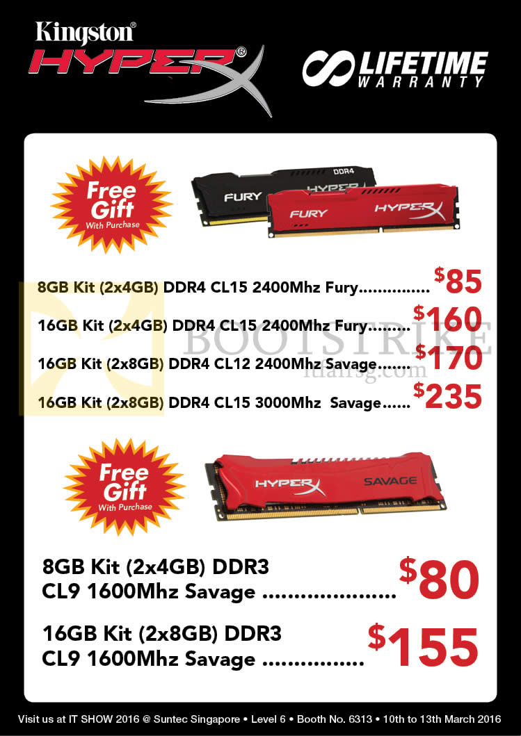 IT SHOW 2016 price list image brochure of Convergent Kingston RAM HyperX 8GB, 16GB, Kit