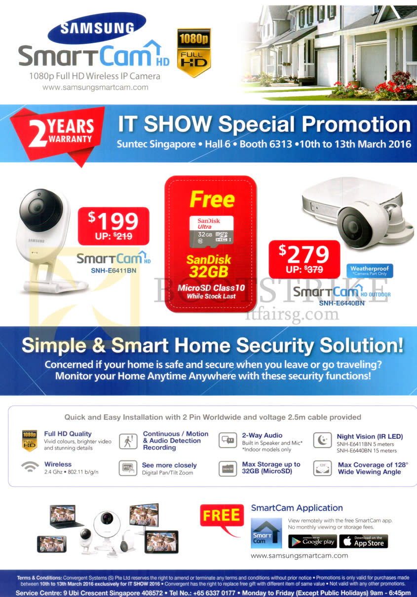 IT SHOW 2016 price list image brochure of Convergent Samsung Wireless IP Camera IPCam SNH-E6411BN, SNH-E6440BN