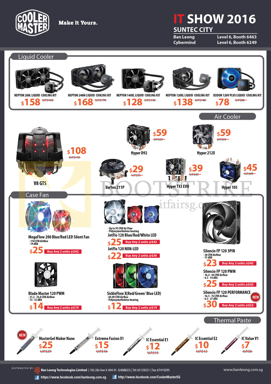 IT SHOW 2016 price list image brochure of Cooler Master Liquid Cooler, Air Cooler, Case Fans, Thermal Paste