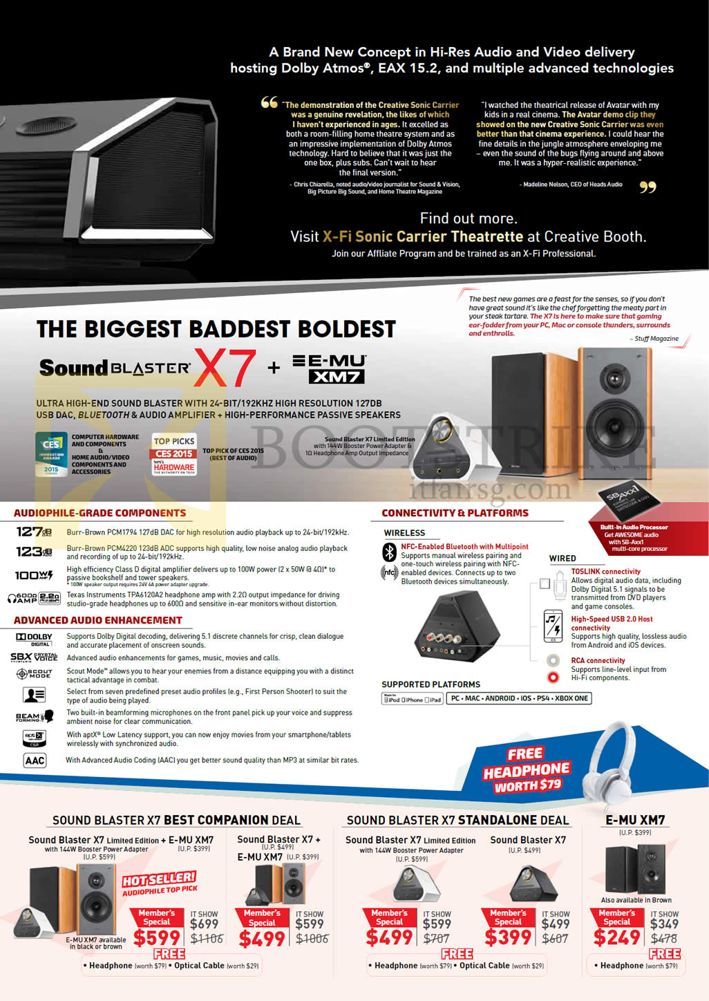 IT SHOW 2016 price list image brochure of Creative Speaker Systems Sound Blaster X7, E-MU XM7