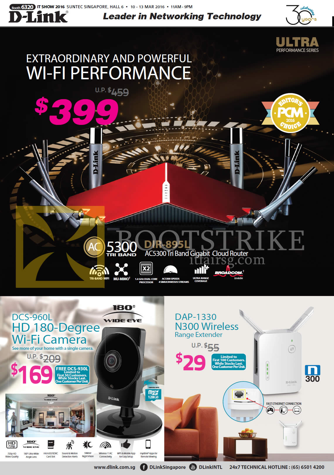 IT SHOW 2016 price list image brochure of D-Link Networking DIR-895L Router, Wi-Fi Camera, Range Extender, AC5300, DCS-960L, DAP-1330