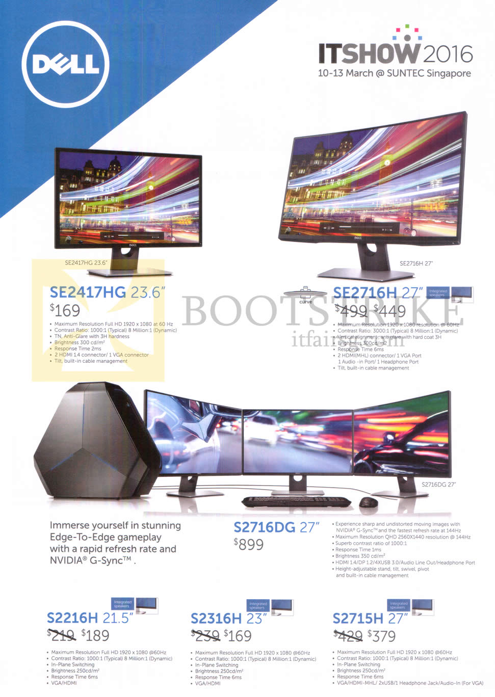 IT SHOW 2016 price list image brochure of Dell Monitors SE2417HG, SE2716H, S2716DG, S2216H, S2316H, S2715H