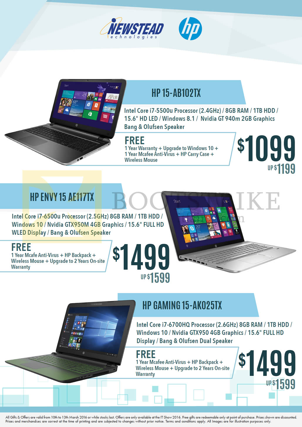 IT SHOW 2016 price list image brochure of HP Newstead Notebooks 15-AB102TX, Envy 15 AE117TX, Gaming 15-AK025TX