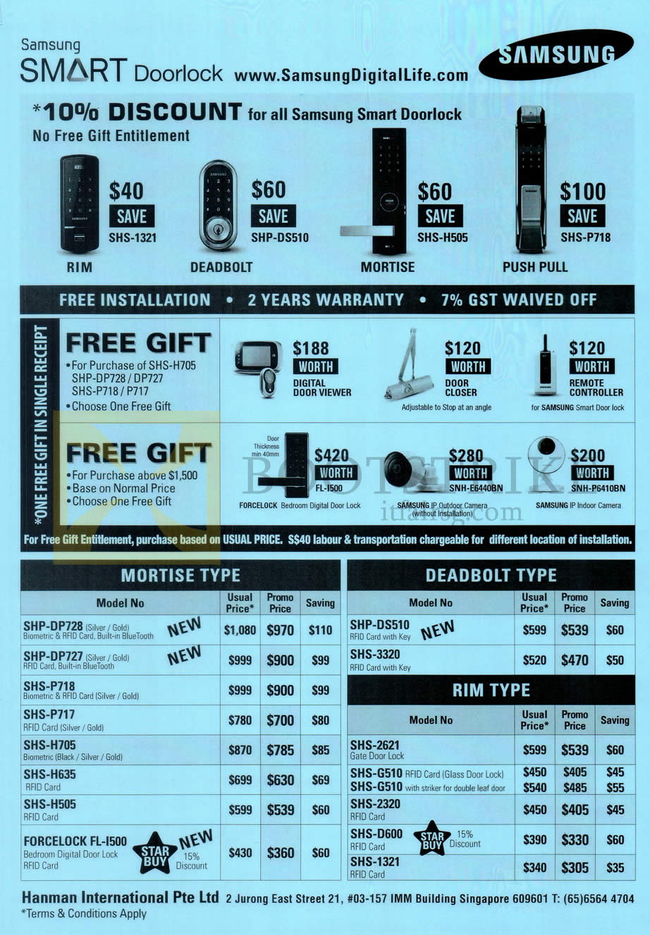 IT SHOW 2016 price list image brochure of Hanman International Digital Door Viewer, Closer, Remote Controller, Mortise Type, Deadbolt Type, Rim Type, FL-1500, SNH-E6440BN, SNH-P6410BN