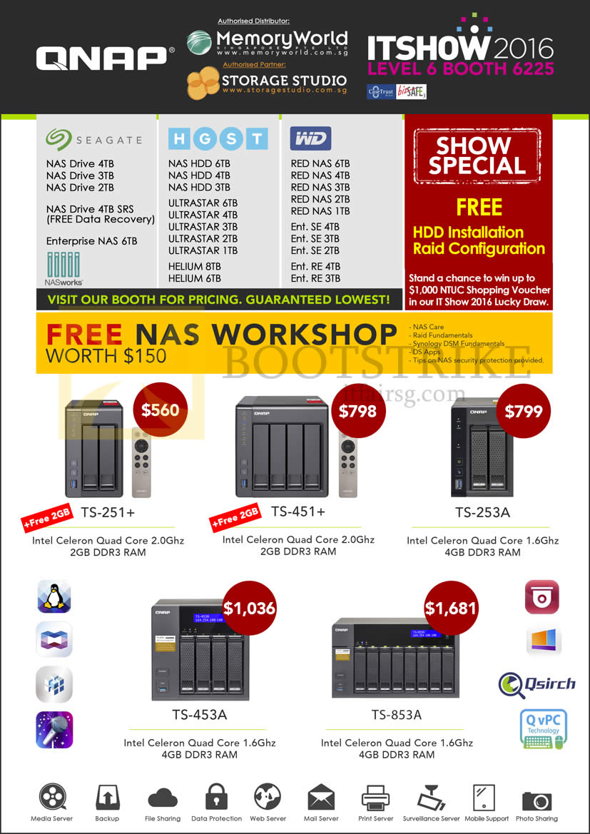 IT SHOW 2016 price list image brochure of Memory World Qnap NAS TS-251, TS-451, TS-253A, TS-453A, TS-853A