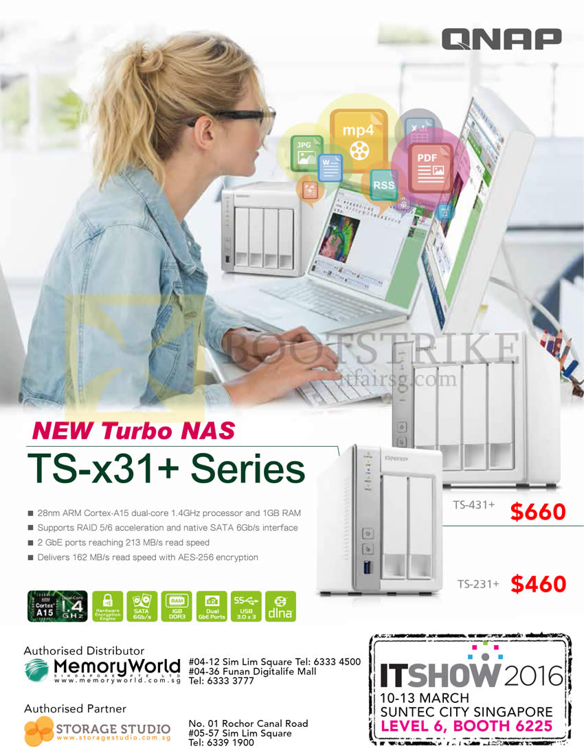 IT SHOW 2016 price list image brochure of Memory World Qnap NAS TS-431 Plus, TS-231