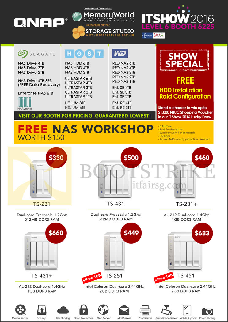 IT SHOW 2016 price list image brochure of Memory World Qnap Seagate, HGST, WD, TS-231 Plus, 431, Plus, 251, 451