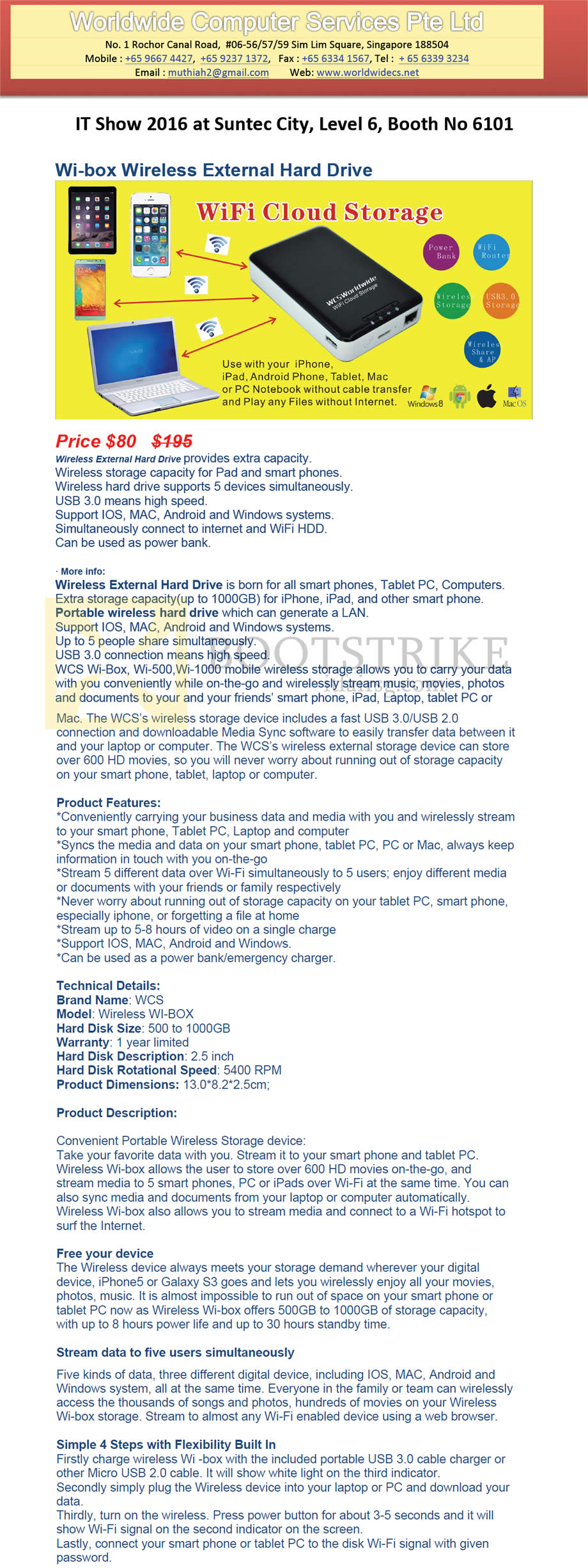 IT SHOW 2016 price list image brochure of Worldwide Computer Services Wi-Box WiFi Cloud Storage Wireless External Hard Drive