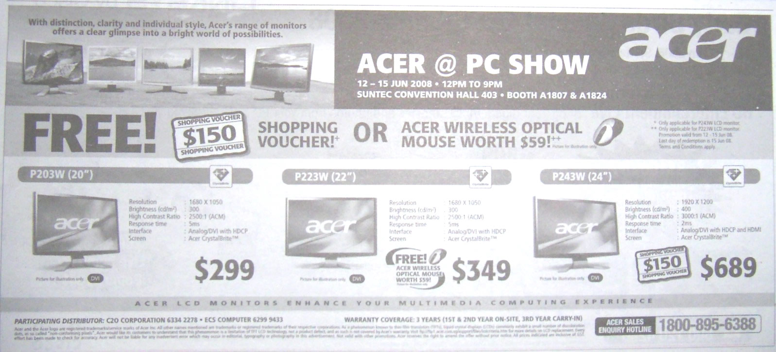 PC Show 2008 price list image brochure of Acer Monitors