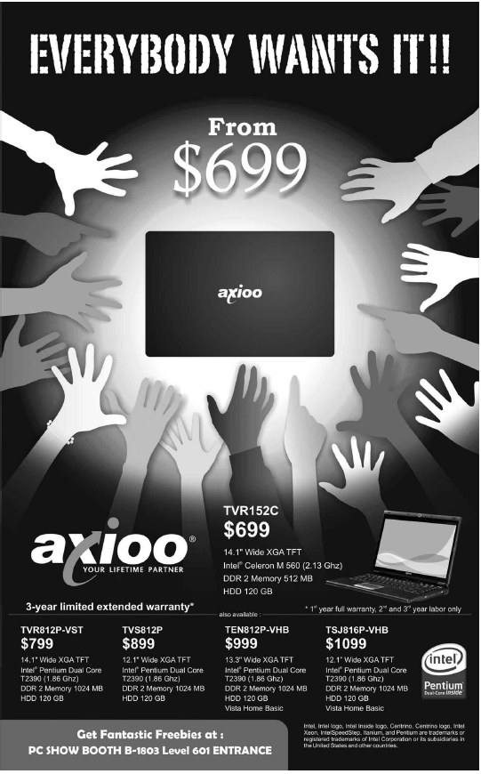 PC Show 2008 price list image brochure of Axioo Notebooks 