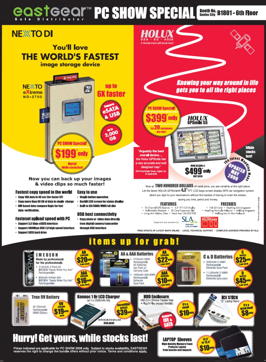 PC Show 2008 price list image brochure of Eastgear Nexto Di Image Storage Holux Gps2