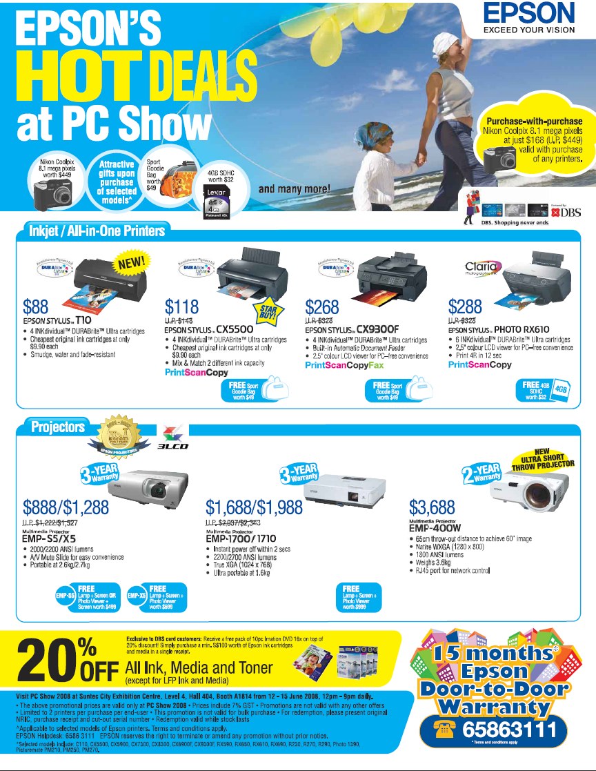 PC Show 2008 price list image brochure of Epson Printers Projectors 1