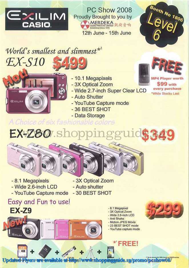 PC Show 2008 price list image brochure of Exilim Casio Cameras ShoppingGuide.SG-PcShow08-128