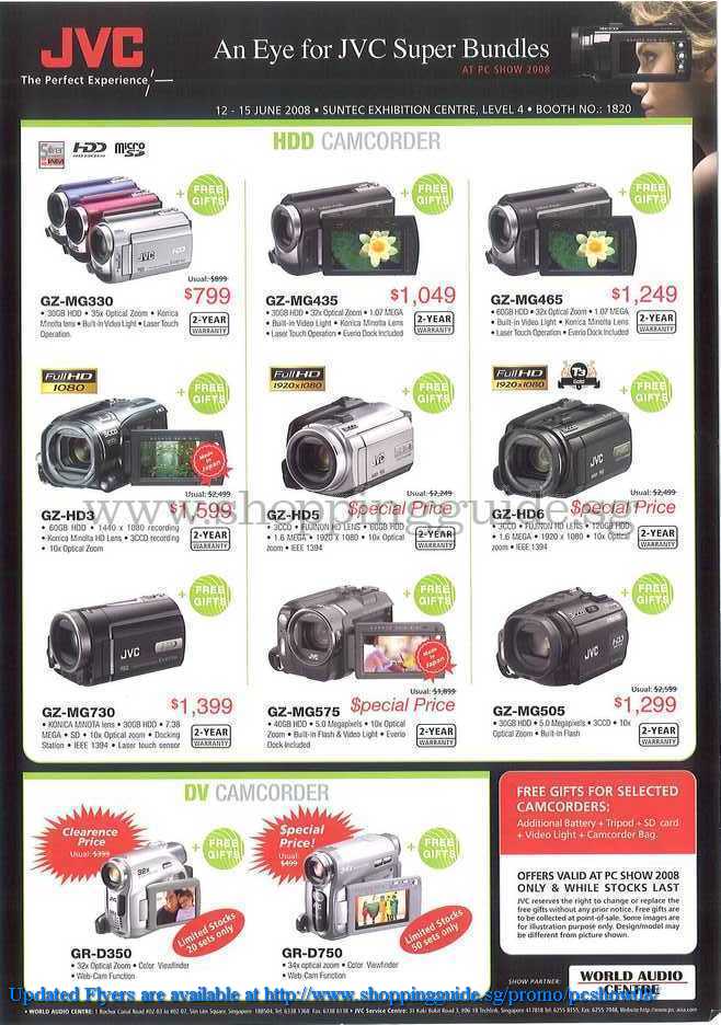 PC Show 2008 price list image brochure of Jvc Camcorders ShoppingGuide.SG-PcShow08-133