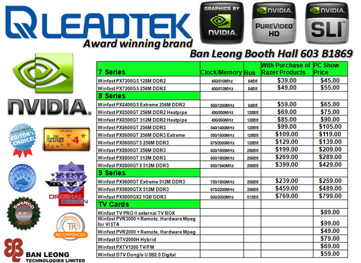 PC Show 2008 price list image brochure of Leadtek-pc-show-2008