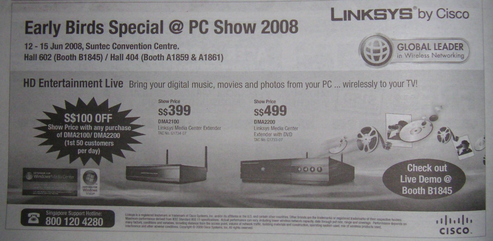 PC Show 2008 price list image brochure of Linksys Media Centers