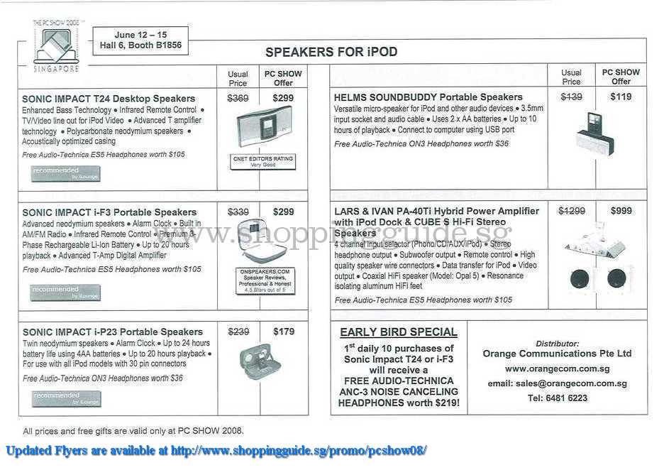 PC Show 2008 price list image brochure of Orange Ipod Speakers ShoppingGuide.SG-PcShow08-032