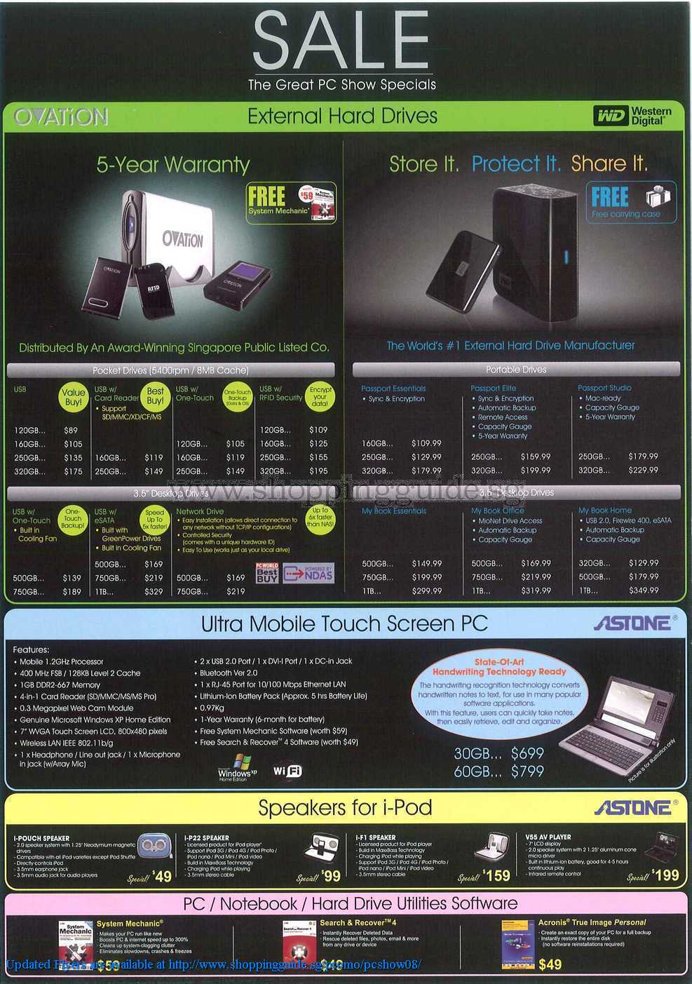 PC Show 2008 price list image brochure of Ovation Western Digital Astone ShoppingGuide.SG-PcShow08-008