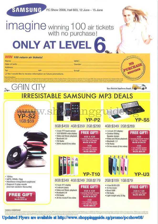 PC Show 2008 price list image brochure of Samsung Mp3 Players ShoppingGuide.SG-PcShow08-179