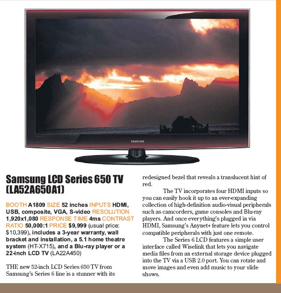 PC Show 2008 price list image brochure of Samsung Lcd Tv Series 650 Tv