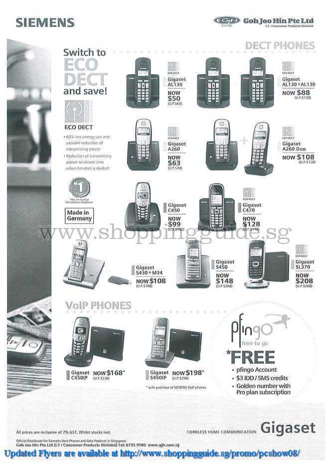 PC Show 2008 price list image brochure of Siemens Dect Voip Phones ShoppingGuide.SG-PcShow08-182