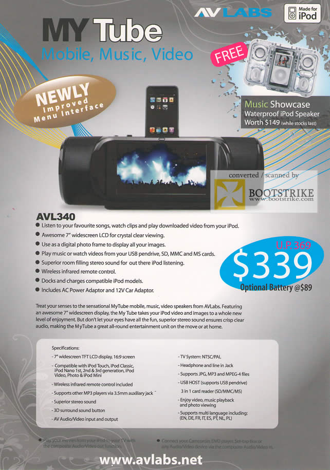 PC Show 2009 price list image brochure of AVLabs MyTube AVL340 Digital Multimedia Photo Frame