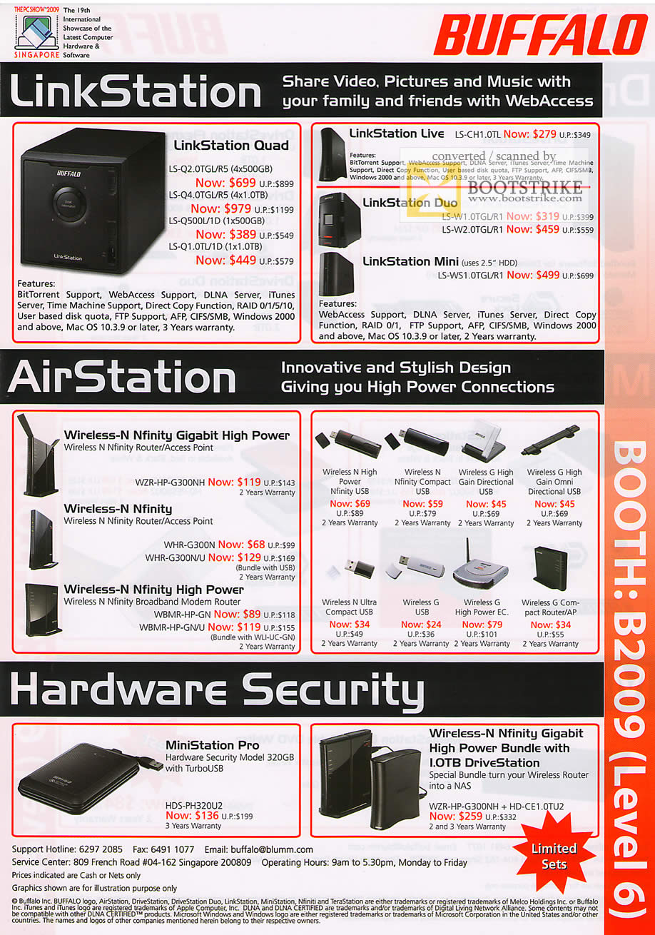 PC Show 2009 price list image brochure of Buffalo LinkStation AirStation Hardware Security