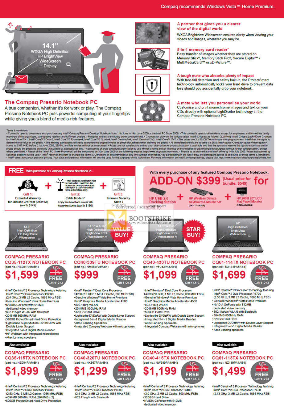 PC Show 2009 price list image brochure of Compaq Presario Notebook PC CQ35 CQ40 CQ61 CQ35 CQ40