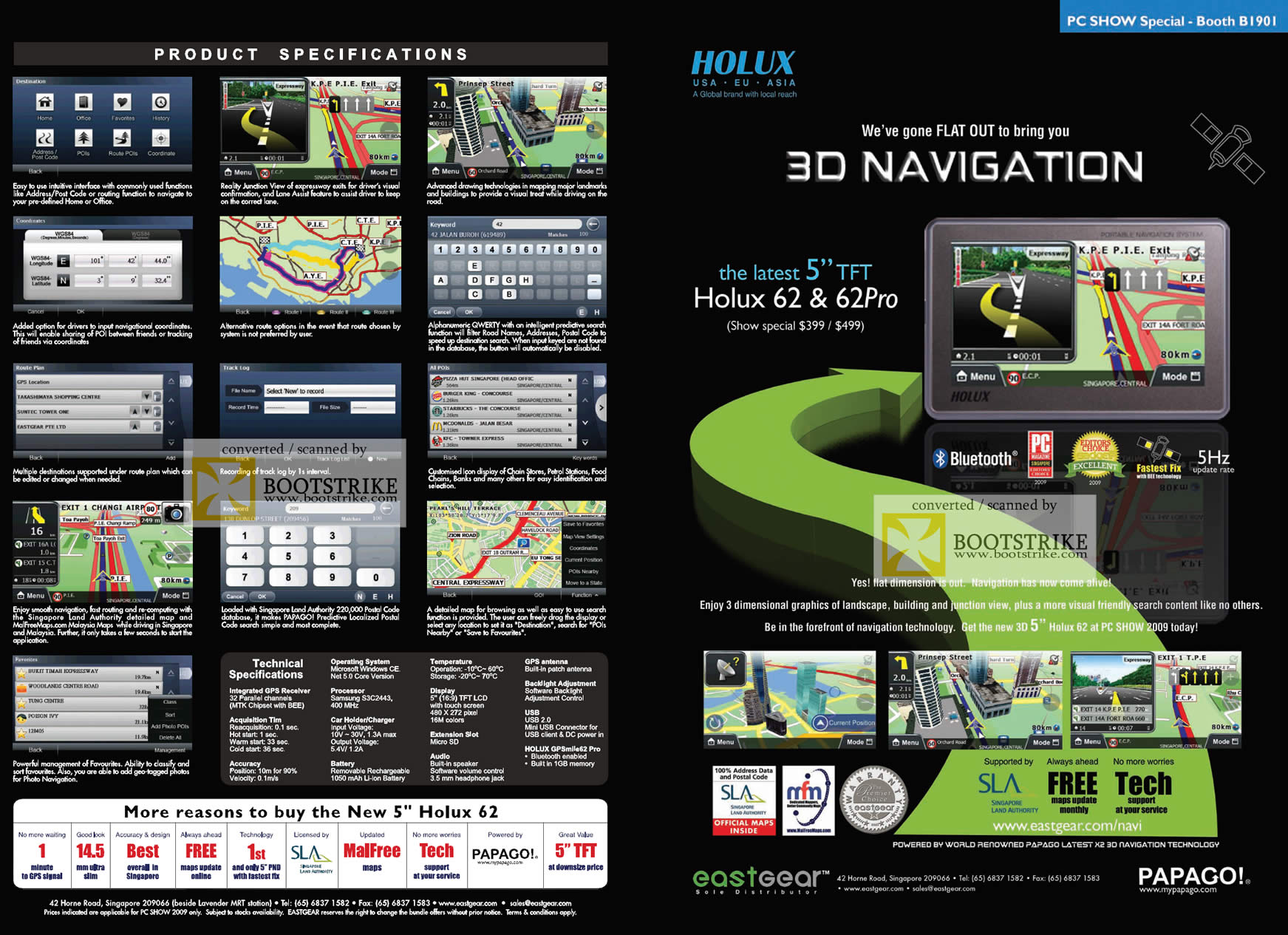 PC Show 2009 price list image brochure of EastGear Holux 62 62Pro