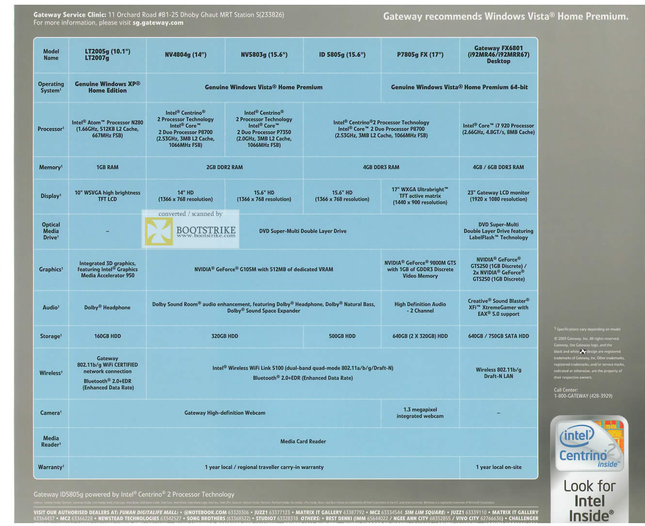 PC Show 2009 price list image brochure of Gateway Models Comparison