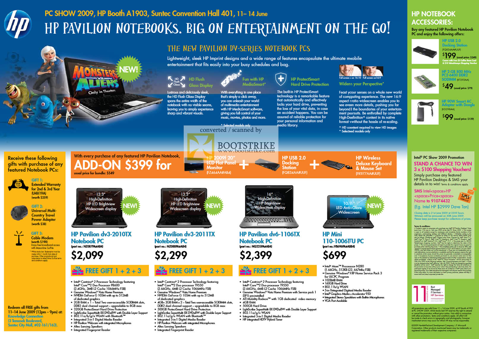 PC Show 2009 price list image brochure of HP Pavilion Notebooks Mini Dv3 2010tx 2011tx 1106tx